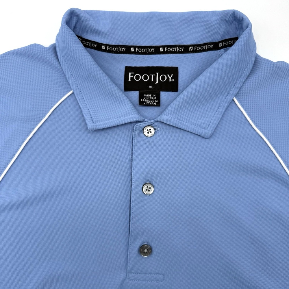 FootJoy Polo Shirt Mens XL Blue‎ Short Sleeve Golf Athletic Performance Piping